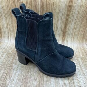 UGG Hazel Women's Size 9 Black Suede Chelsea Boots Block Heel Lug‎ Sole 1103766